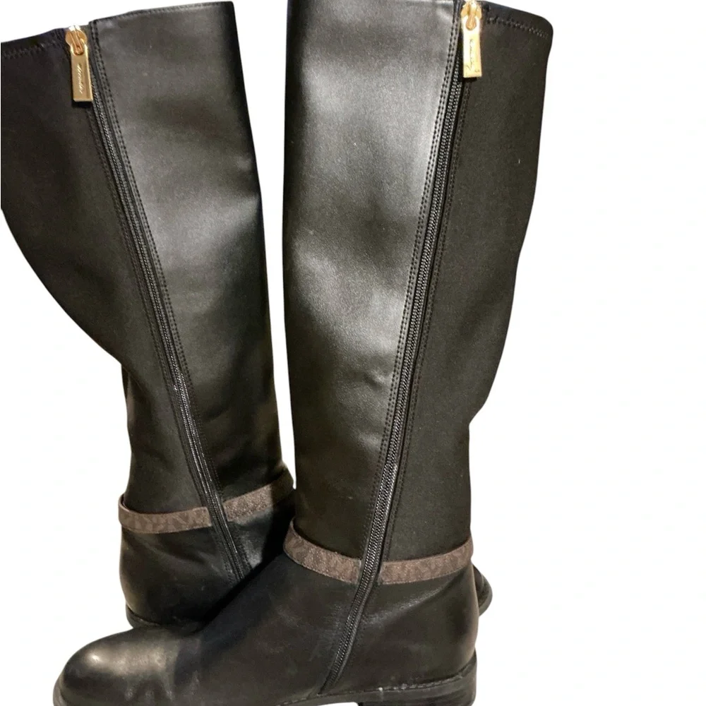 Michael Kors Black Over-the-Knee Leather Boots - Picture 3 of 5